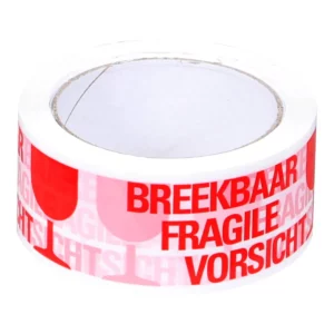 Breekbaar Tape PP Acryl Rood/Wit 48mm x 66m (6 rollen)